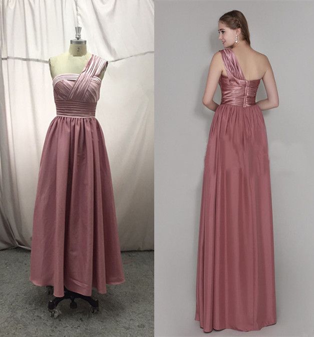 dusty rose satin bridesmaid dresses