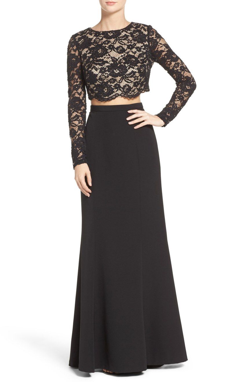 two piece long sleeve gown