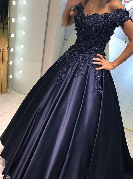 navy blue floor length formal dress