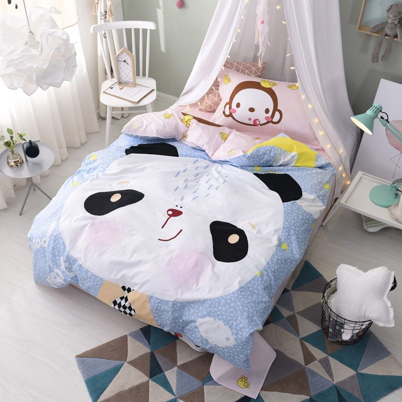 100 Cotton Cute Animal Monkey Panda Bedding Sets Comforters Pillow Sham Bed Sheets Quilts Cover Children Teen Gift Fl Striped