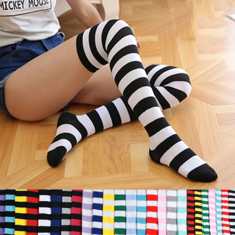 2019 2017 Striped Knee High Socks For Girls Japanese S