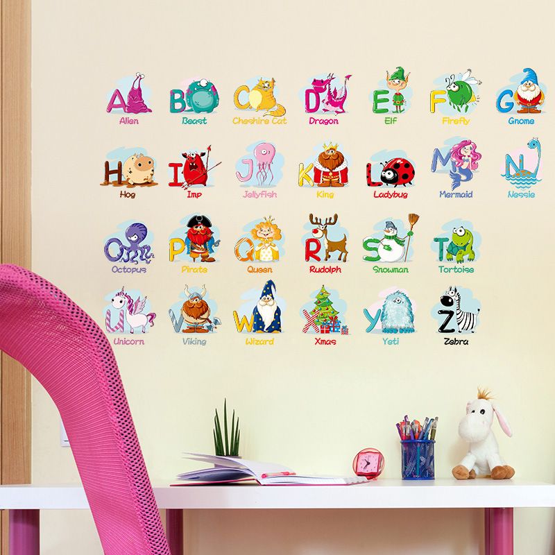 wall sticker fun educational alphabet with cartoon animals for kid