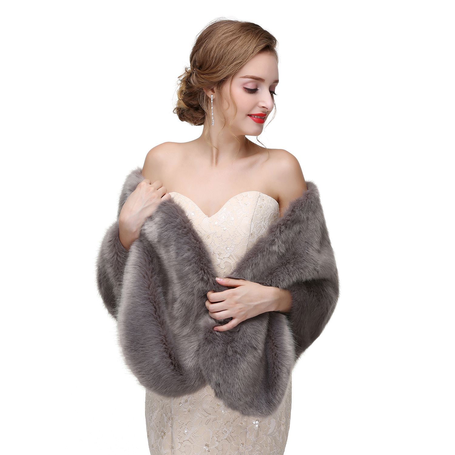 grey fur cape