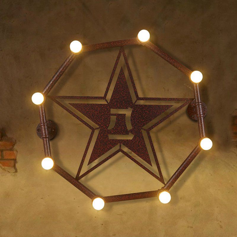 2018 Octangle Metal 3d Star Bar Counter Wall Light Rust 2018 Octangle Metal 3d Star Bar Counter Wall Light Rust Pentacle American Country Rustic Balcony Style Restaurant Lamp From Ouovo