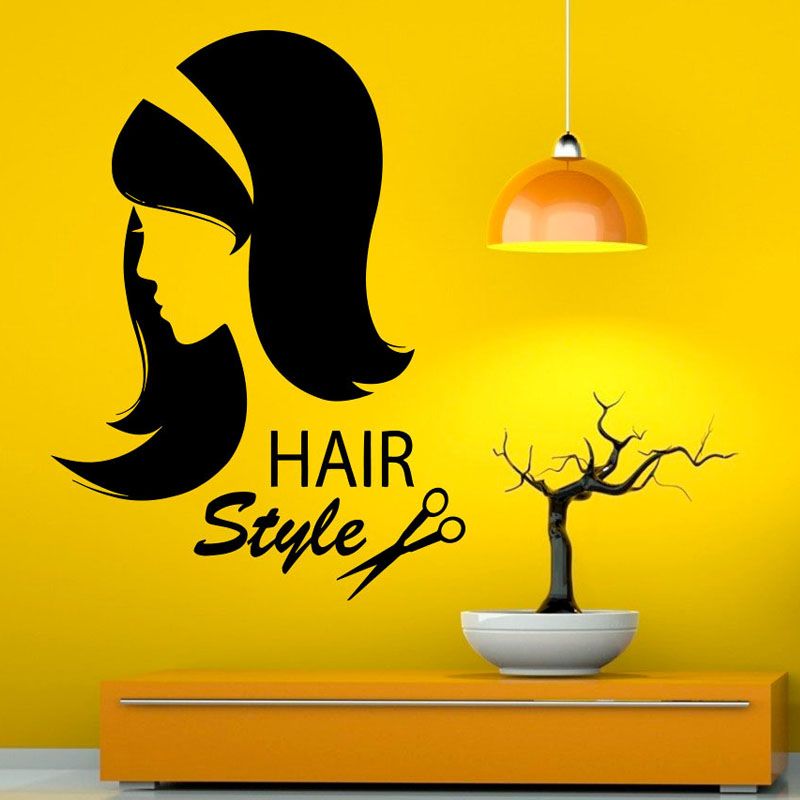 Hairstyle Beauty Salon Wall Art Stickers Home Decor Waterproof Hairdressing Beautiful Girl