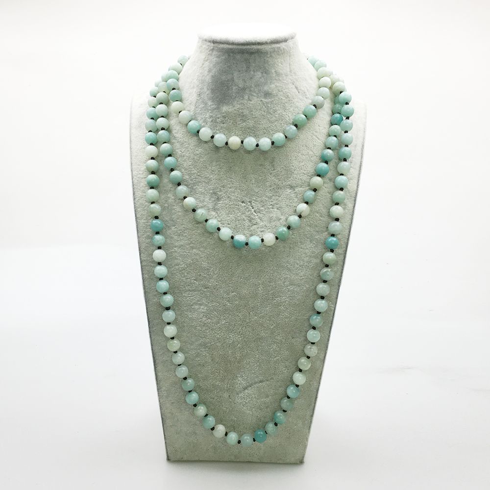 Natural Multi-colored Amazonite Hand-Knotted Long Necklace 60/" FREE SHIPPING