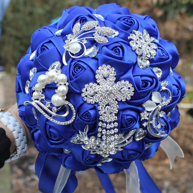 Royal Satin Wedding Flowers Decorations Crystal Pearls Bridal