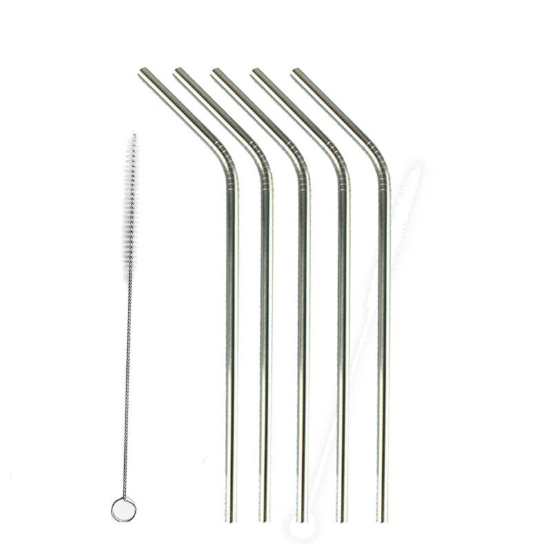 Wholesale 5 Long Stainless Steel Drinking Straws Fits 20 Oz & 30 Oz Cups Free Cleaning Brushed