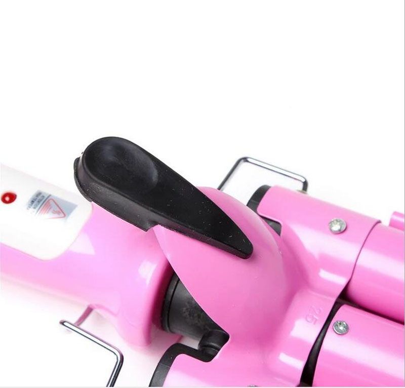 Professional Beach Wave Curling Iron Tongs Pink Cone Head Ceramic
