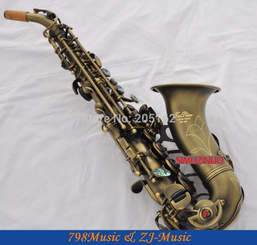 Wholesale Antique Soprano Saxophone Bb Curved Sax High F With Case
