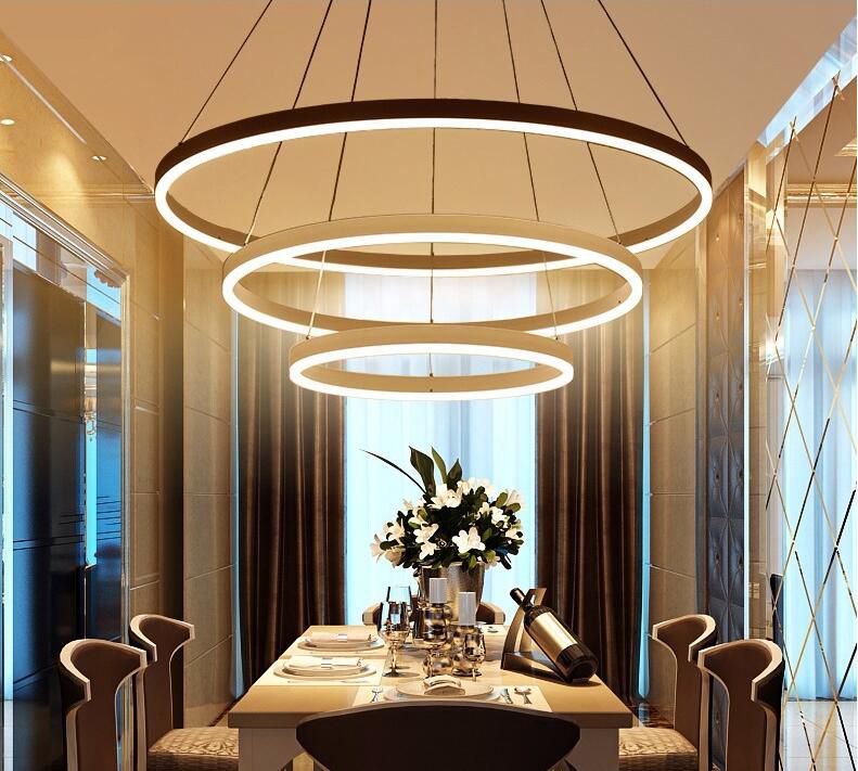 circle rings modern led pendant lights acrylic chandeliers lighting