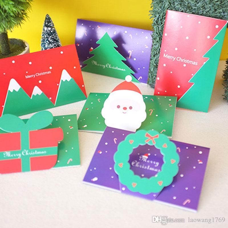 creative christmas theme folding message card with envelope kawaii christmas theme cards