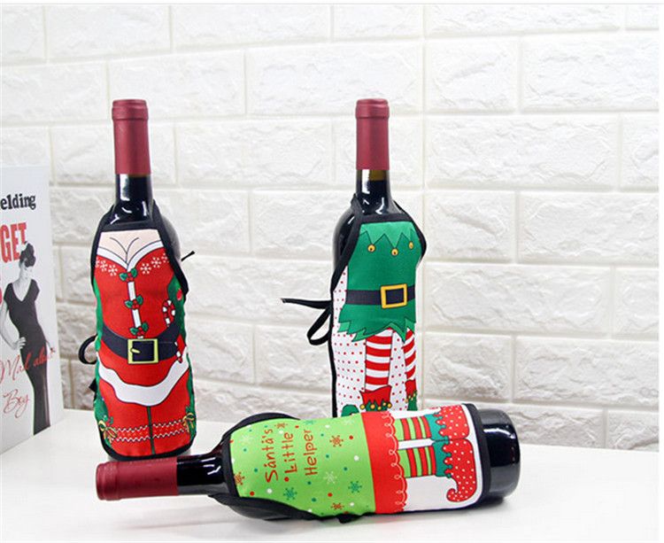 christmas wine bottle cover mini apron xmas santa claus table decoration elk deer red wine champagne decoration party favors gift 2017 indoor christmas - Christmas Wine Bottle Decorations christmas wine bottle cover mini apron xmas santa claus table decoration elk deer red wine champagne decoration party favors gift 2017 indoor christmas - Christmas Wine Bottle Decorations