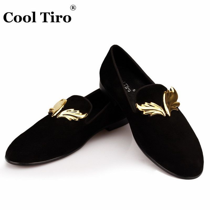 mens black and gold loafers