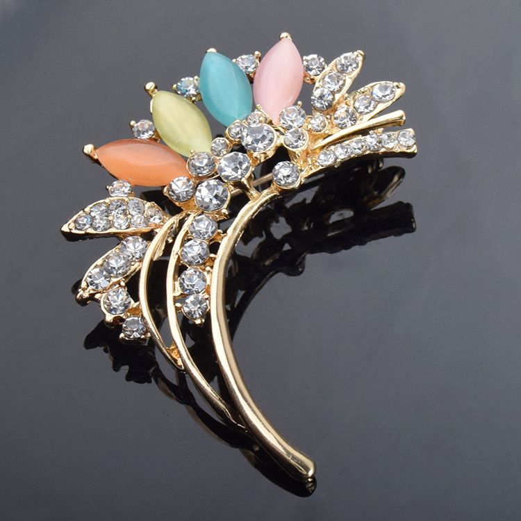 Vestido de Boda Opal Flor Broche Pin broche de diamantes de imitación de cristal Fiesta jewelryfy 