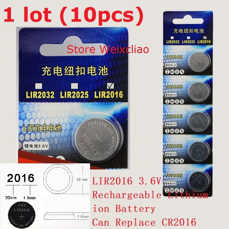1 Lir2016 3 6v Lithium Li Ion Rechargeable Button Cell Battery 2016 3 6 Volt Li Ion Coin Batteries Cr2016 Card Deep Cycle Battery Lipo Battery From Weixcliao1 21 11 Dhgate Com