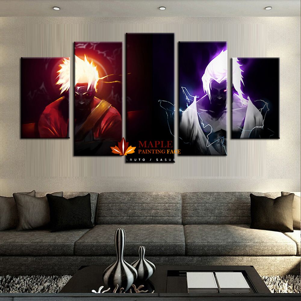 2019 Wholesale 5 Panels Canvas Printings NARUTO VS SASUKE 