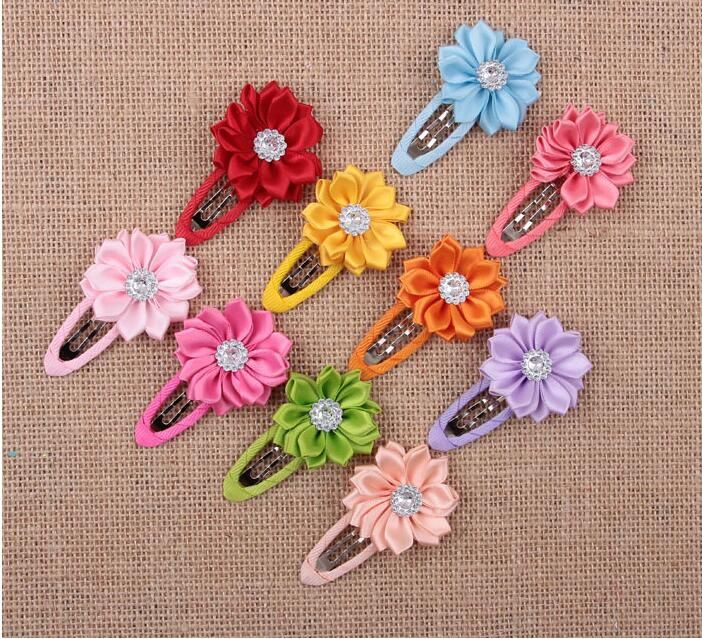 Cute Girls Rhinestone Hairpin Hair Clips Sunflowers Ribbon Hairpin