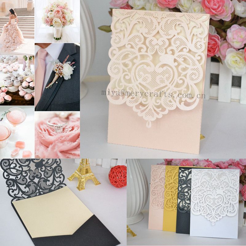 wholesale laser cut wedding invitation pocket greeting cards wedding