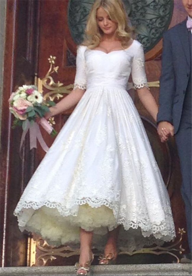 vintage lace applique tea length country