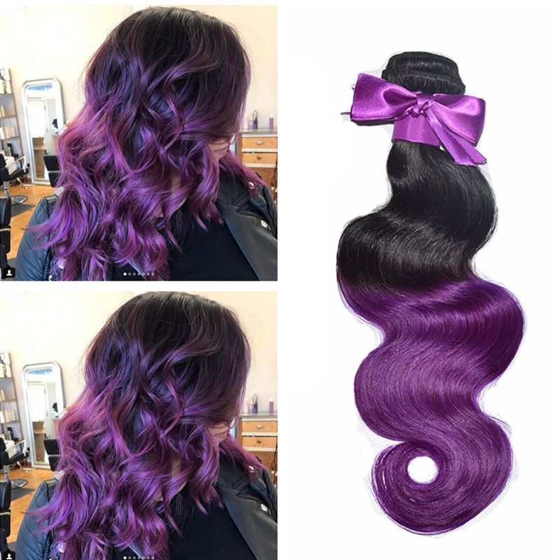2020 Purple Ombre Malaysian Hair Extension Cheap 3 Bundles Human Hair Body Wave Remy Ombre