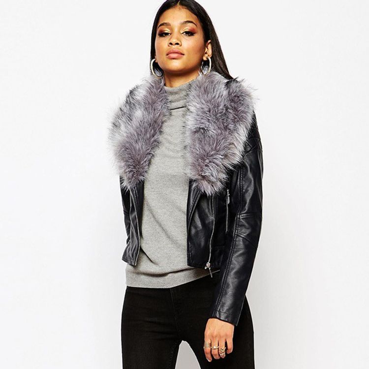 2018 Women S Black Leather Jacket Slim Faux Fur Shawl Collar Zip 2018 Women S Black Leather Jacket Slim Faux Fur Shawl Collar Zip Hip Hop Girls Short Biker Jackets Spring Autumn Coat Cje1002 From China Fashion