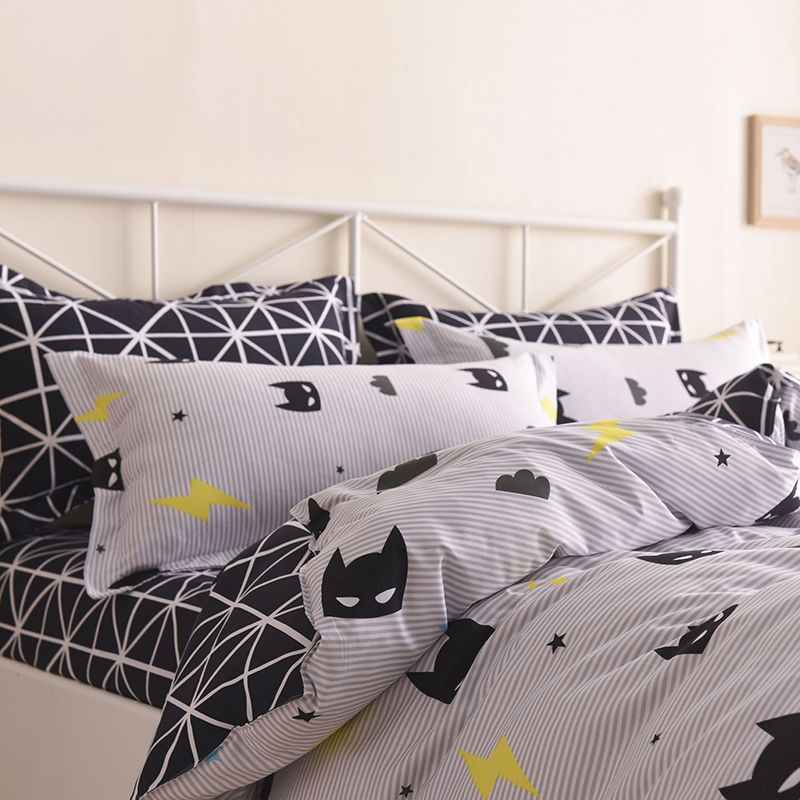 Quality Batman Mask Bedding Set Cartoon Black White Duvet Cover