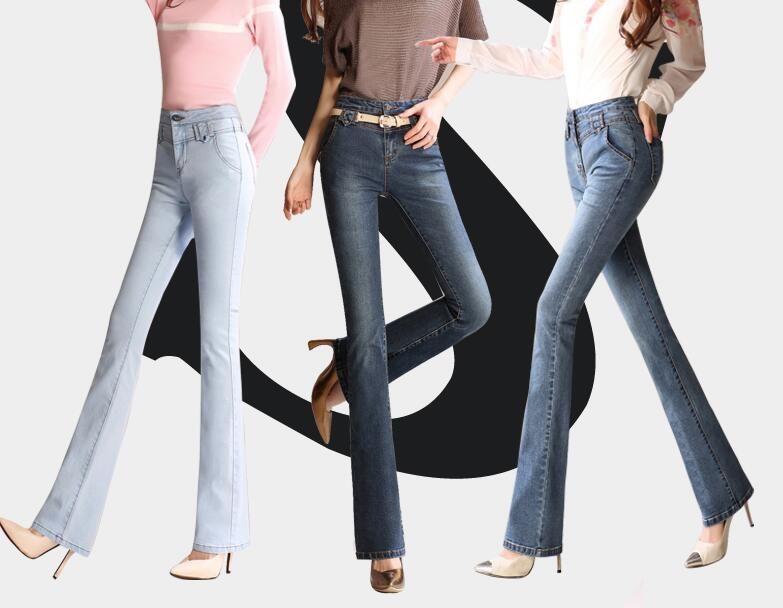 2018 wholesale 26 33 plus size women bell bottoms jeans new women size 26 waist