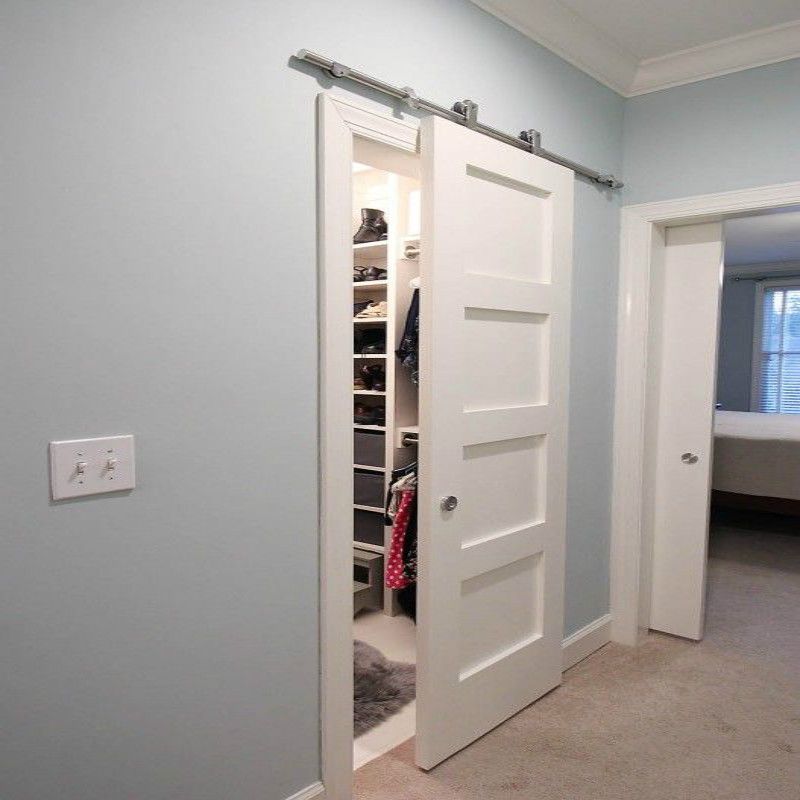 5ft 6ft 6 Easy Install European Style Sliding Barn Wood Door Hardware Top Mount Stainless Steel Wheel Track Hanger Kit