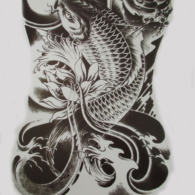 Acquista 34x48cm Large Backcarp Completo Tatuaggi Uomo E Donna Impermeabile Pesci Grandi Tatuaggi Temporanei Adesivi Disegni Di Tatuaggi Finti A 4 78 Dal Beautys7 It Dhgate Com