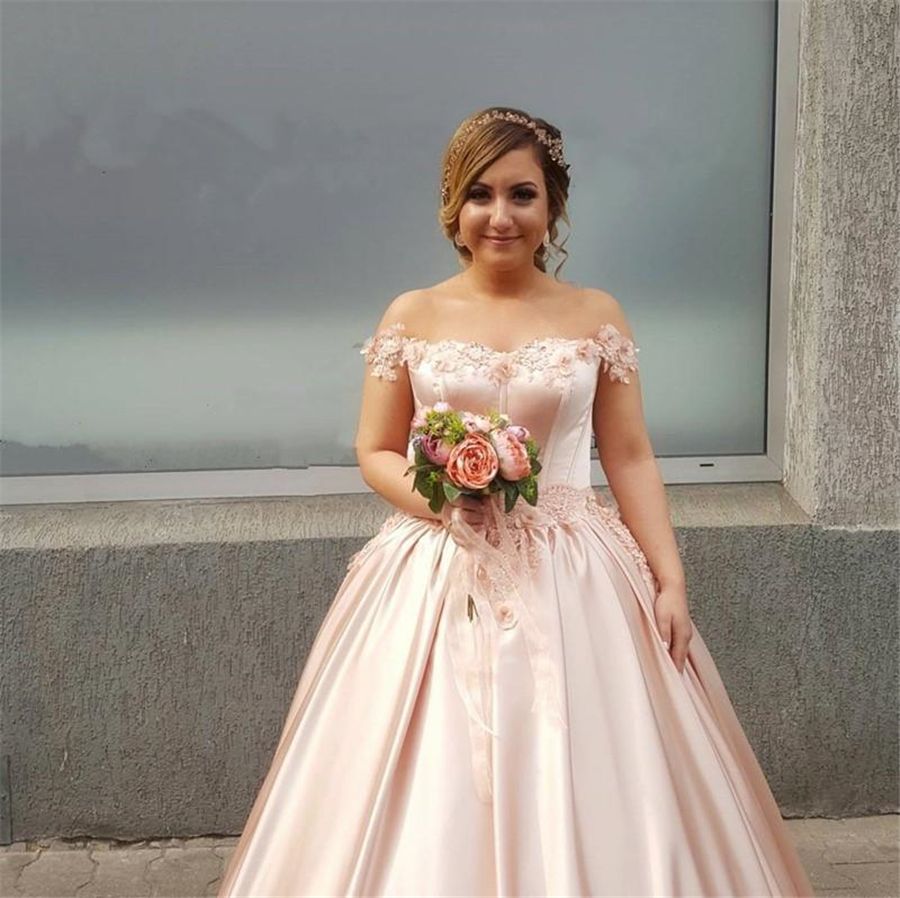 Compra Elegante Flor Artesanal A Mano De Hombro Quinceañera Vestidos Blush  Pink Satin Ball Ball Balls Sexy 16 Vestidos Vestidos De Noivas Barato |  Entrega Rápida Y Calidad | Es.Dhgate