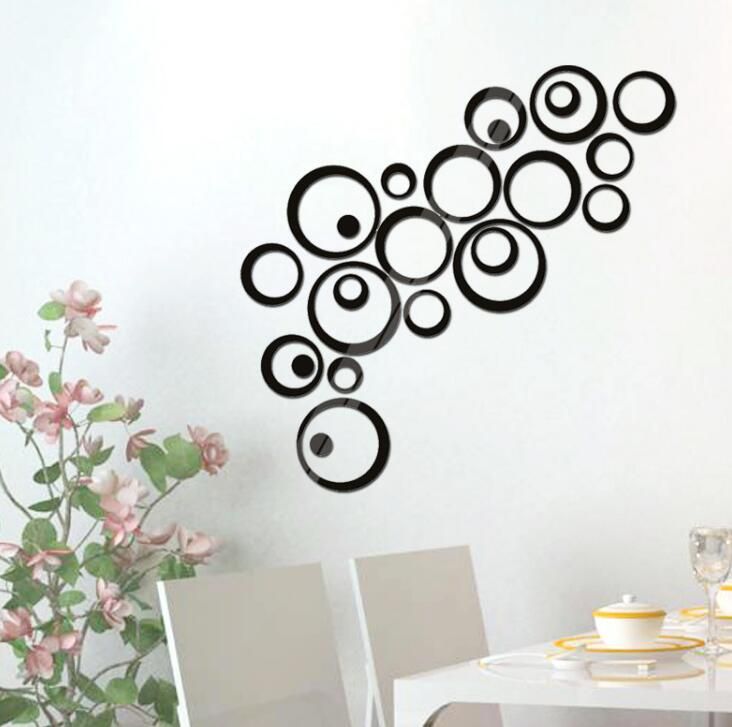 Hot S 24pcs Circles Wall Stickers Mirror Style Removable Decal Vinyl Art Mural Sticker Home Adesivo De Parede