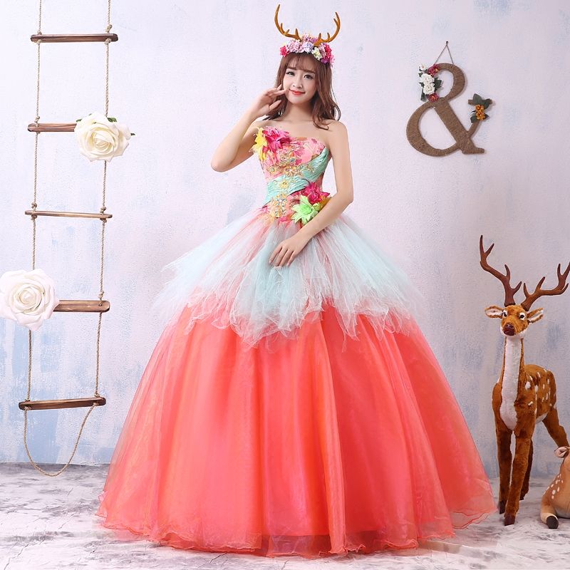 100real watermelon red ruffled stageopera ball gown medieval dress renaissance gown queen victorian dressmarie antoinette belle ball fairy costume teen