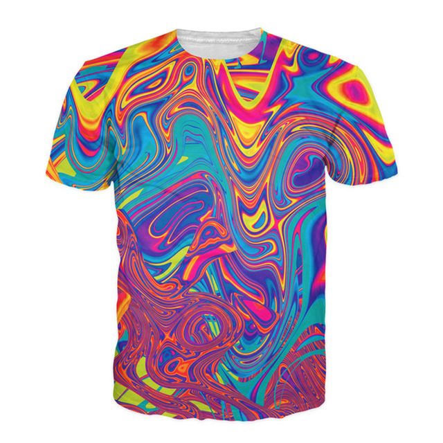 Wholesale Brand Clothing Colorful Dye Oil Painting 3D Printing T Shirt ...