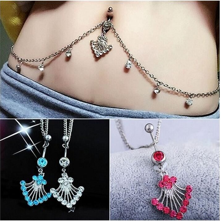 2021 Sexy Belly Button Ring With Diamond Waist Chain Belly Dance