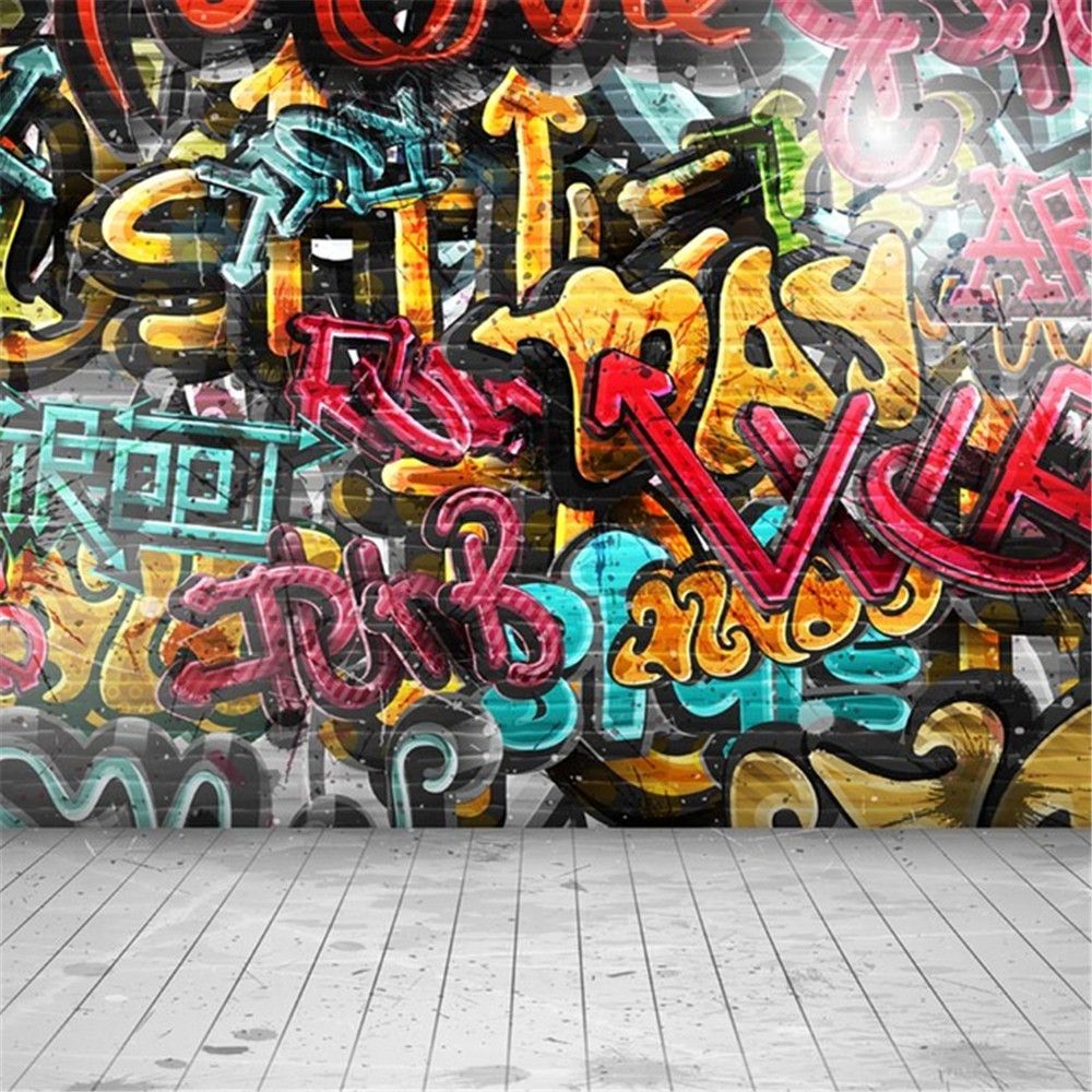 2018 Digital Painted Graffiti Wall Backdrop Photography Children Kids