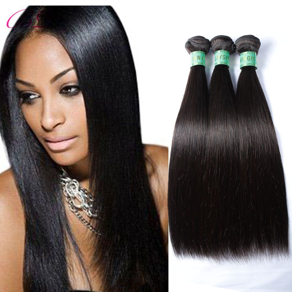 BD Silky Straight Human Hair Extensions 3 Bundles Natural Black Top