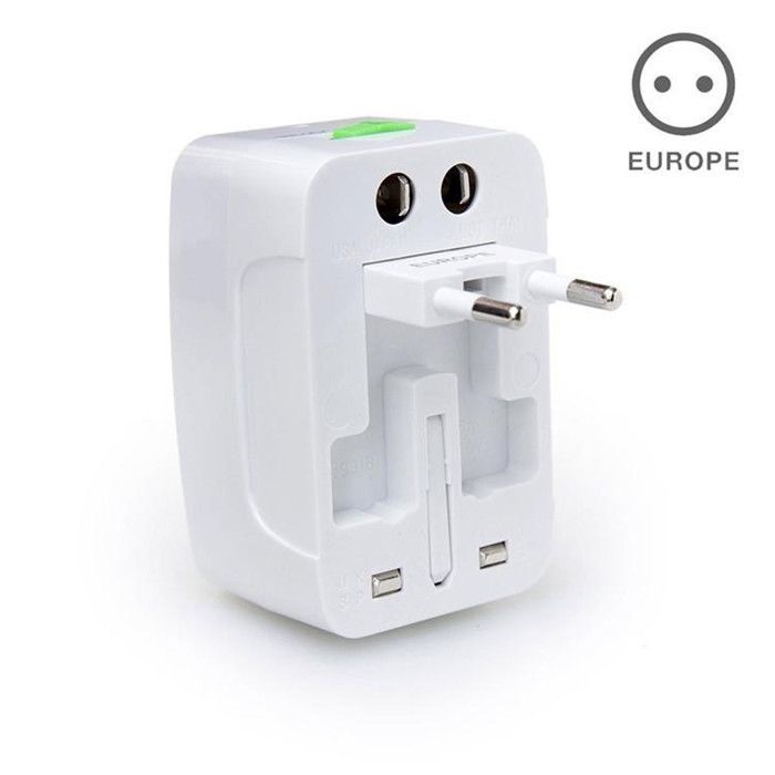All In One Universal International Plug Adapter 2 USB Port 1A World