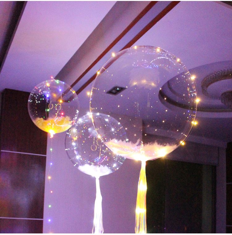 18 Inch Luminous Led Balloon 3M LED String Lights Colorful Transparent