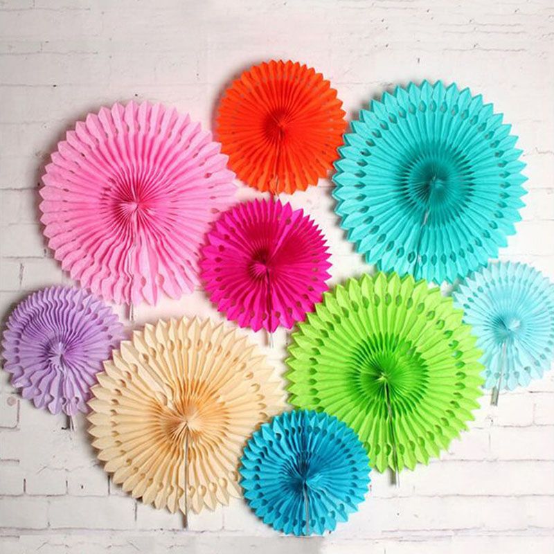 25cm Colorful Hollow Out Fan Paper Flower DIY Wedding Party Decoration