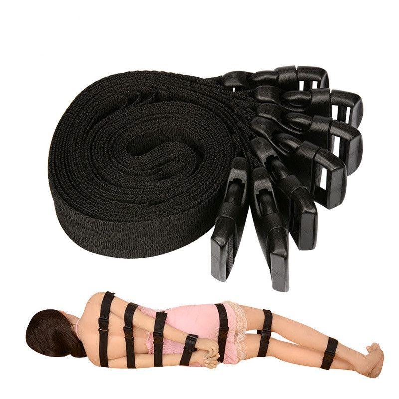 7 In Nylon Ribbon Sex Bondage Kit Slave Restraint Full