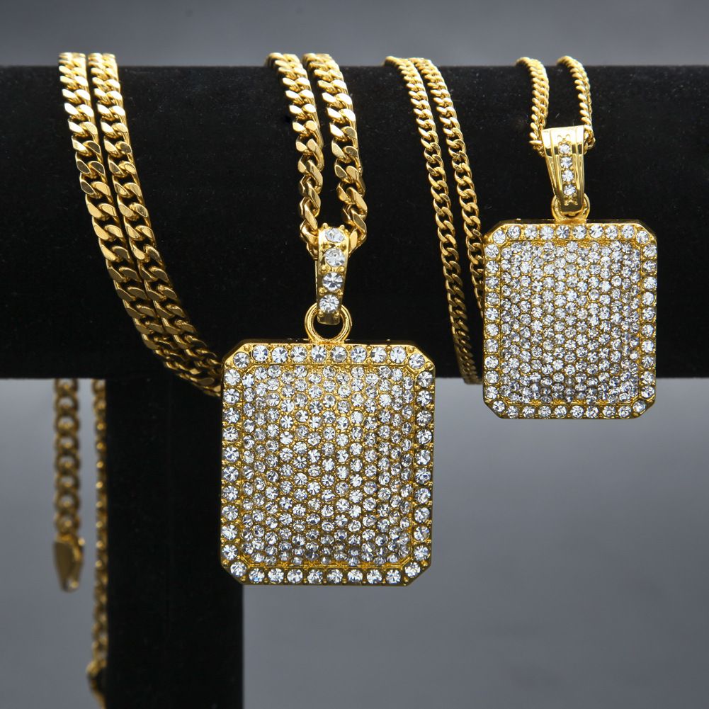 iced out dog tag chain