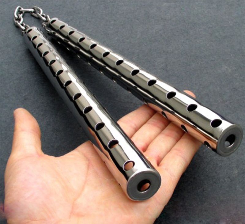 Best Quality 96 Holes Stainless Steel Nunchakus Solid Silvery Non Slip