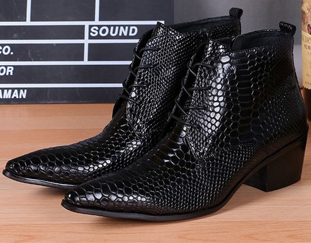 black snakeskin ankle boots