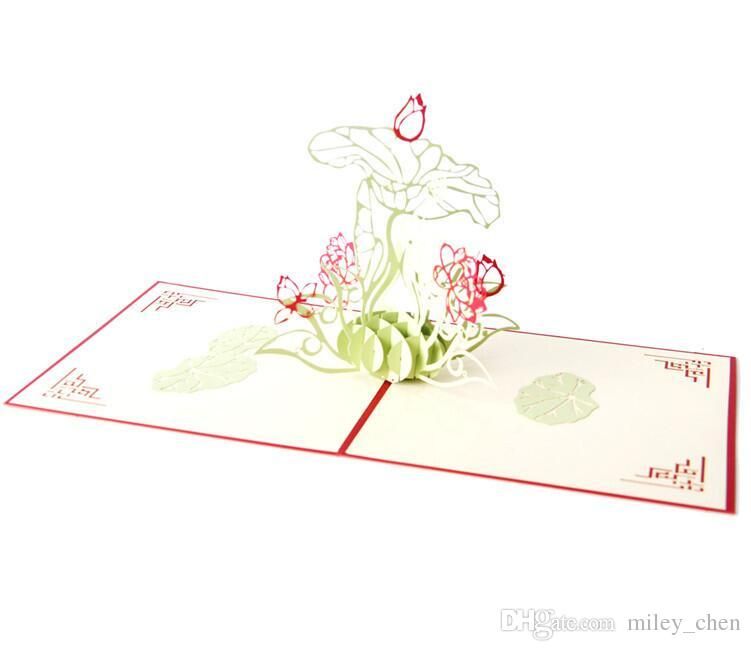 lotus flower 3d pop up paper laser cut greeting cards happy birthday