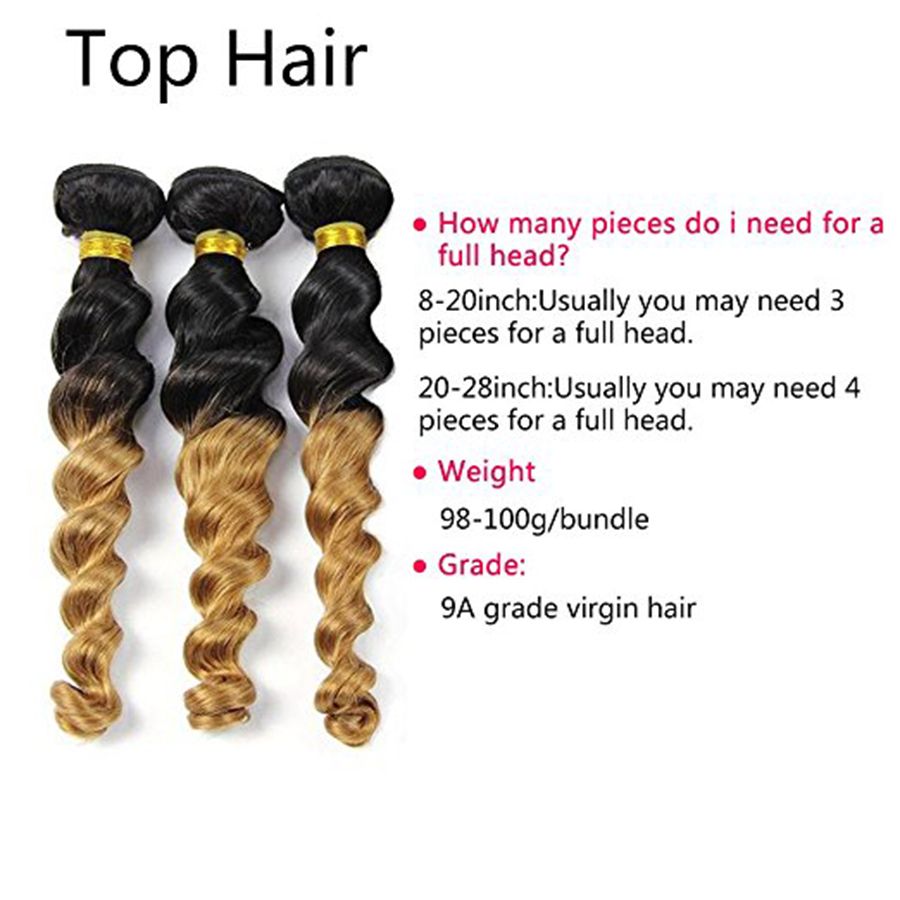 2019 Malaysian Ombre Hair Loose Wave 3 Bundles 2 Tone Colored