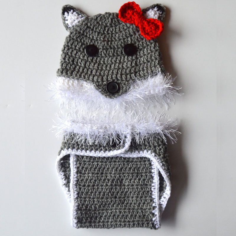 Acheter Pas Cher Deguisement De Loup Gris Bebe Tricot Tricote A La Main Bebe Garcon Fille Bonnet Chapeau Et Ensemble De Couverture De Couche Culotte Tenue De Bebe Photo Prop Du 15 45