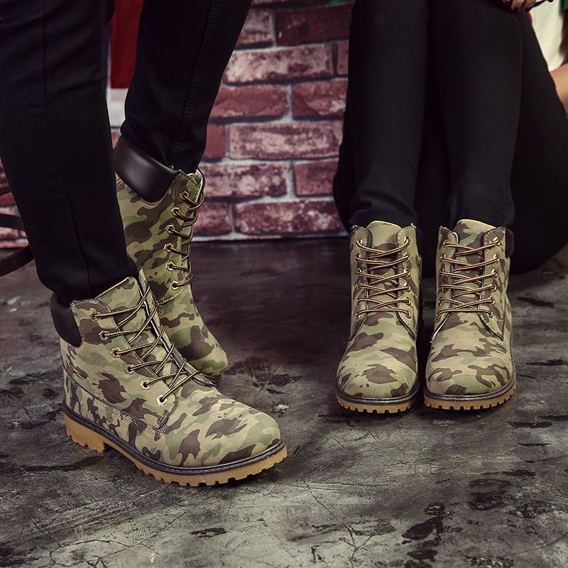 Wholesale Men & Women Camouflage Ankle Boots Shoes Canvas Men And Women
