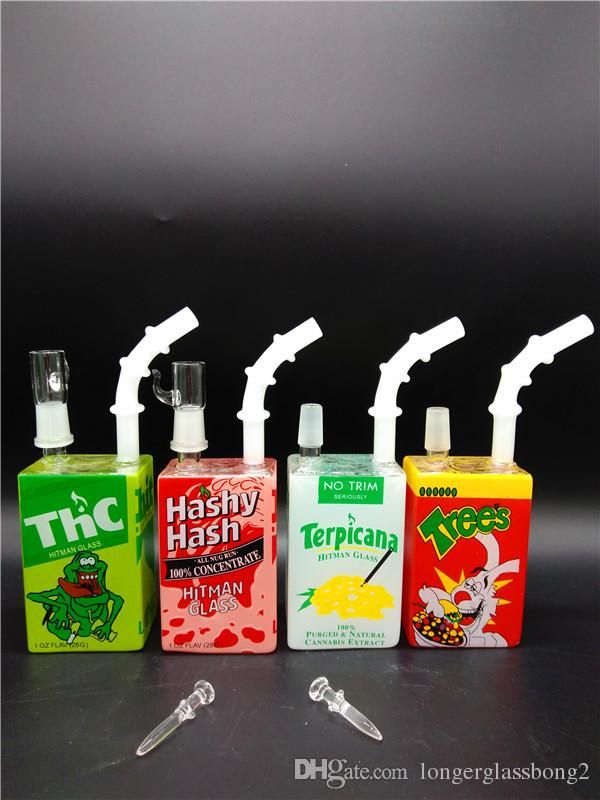 2019 NEW Liquid Sci Glass Bong Juice Box Themed Dab Oil Rigs Beaker