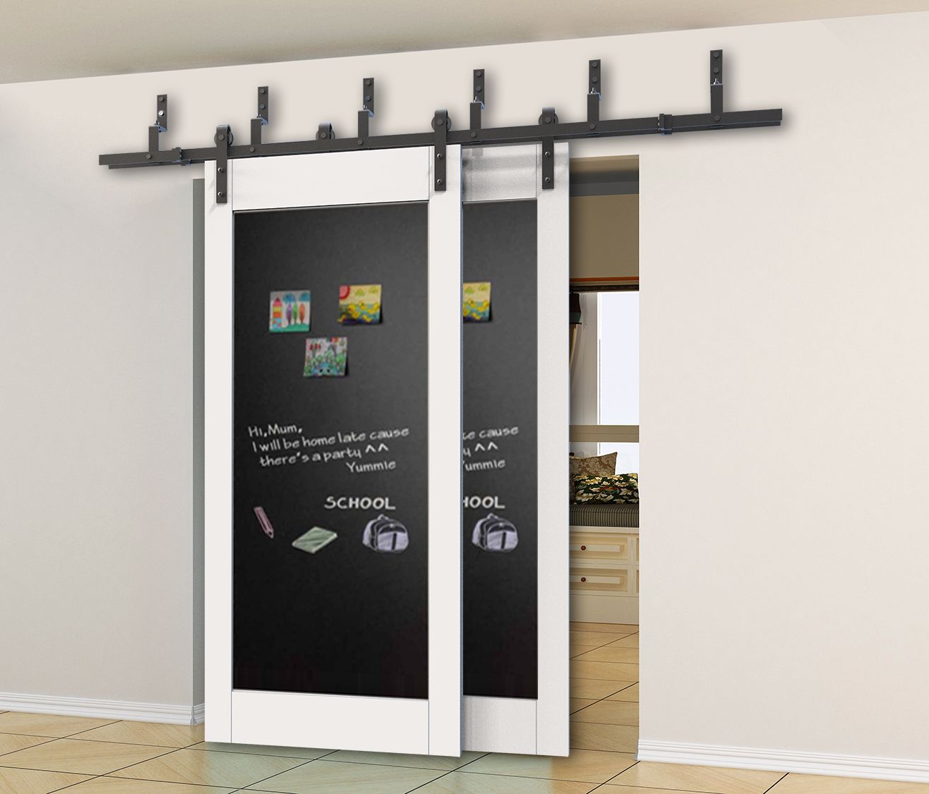 2018 5 5ft 6ft Bypass Sliding Barn Wood Closet Door Interior 2018 5 5ft 6ft Bypass Sliding Barn Wood Closet Door Interior Bent Straight Wheel Hardware Track Kit From Diyhd 159 8 Dhgate Com